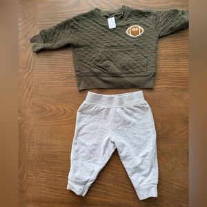 Carter's Olive Quilted Sweatshirt and Light Gray Joggers